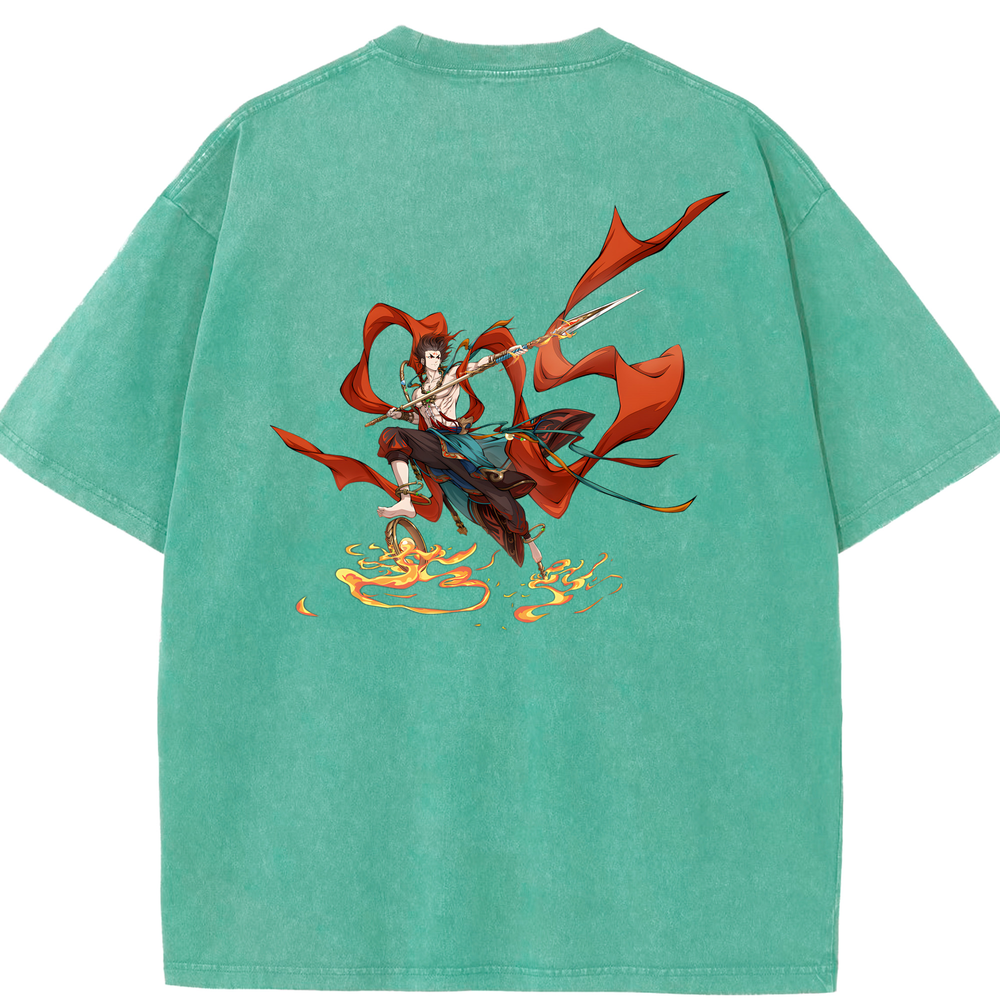 （画像用） Ne Zha 2 ナタ 魔童の大暴れ 綿100% ヴィンテージ風 半袖Tシャツ（背面プリント）